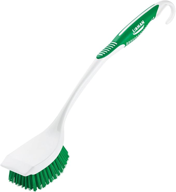 Libman Long Handle Scrub Brush - Item Model Number: 00010 - Ergonomic Rubber Grip Won't Slip When Wet.
