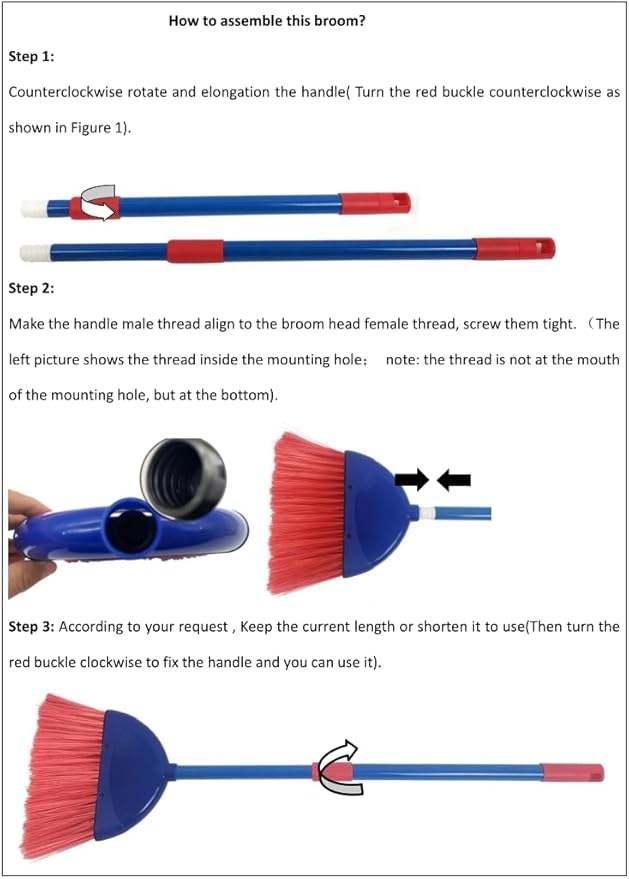 Small Broom - Indoor or Outdoor Portable Broom with Adjustable Handle, Cleaning Little Helper for Housekeeping, Office, Working Desk, and Pet Nest(White&Blue)