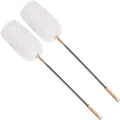 White Lambswool Extendable Duster, 32-98 Inch Bendable Wool Head with Anti-Static Properties and Stainless Steel Extension Pole for Ceiling Fans, High Walls, and Roof Dusting(Two Pack)
