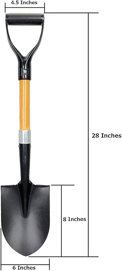 Ashman Round Shovel (Medium) – (2 Pack) – 27 Inches in Length, Durable Handle, Round Shovel with Comfortable Grip with a Sturdy Blade, Multipurpose Premium Round Point Blade Shovel.