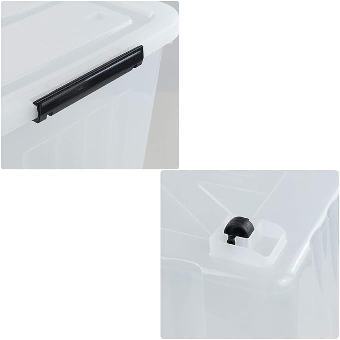 Farmoon 50 Quart Clear Storage Bin, Large Plastic Stackable Box with Lid, 4 Packs