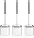 Toilet Brush, 3 Pack Compact Toilet Bowl Brush and Holder Set with Nylon Bristles Toilet Cleaner Brush Hidden Toilet Scrubber Brush for Bathroom Cleaning, Grey & White