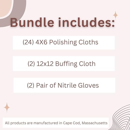 (Qty 2) of Cape Cod Polishing Metal Tin Bundle for Fine Metals | Each Tin Contains (12) 4X6 Polishing Cloths | (1) 12x12 Buffing Cloth | (1) Pair of Nitrile Gloves