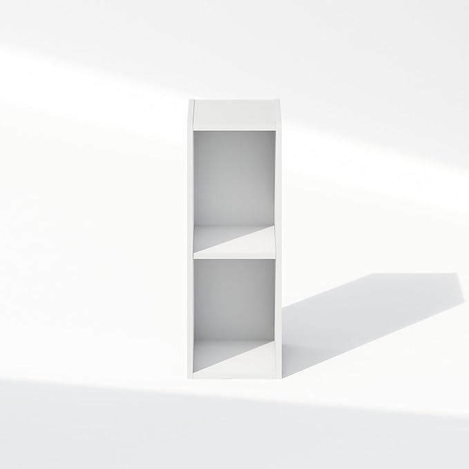 Furinno Reed 2-Tier Closet Organizers and Storage, Closet Organizer, Open Shelf Closet Storage, for Wardrobe, Bedroom, Living Room, 8-Inch Width, White