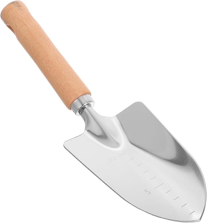 Wood Handle Gardening Shovel and Hand Trowel for Outdoor Planting and Digging, Wide Blade Small Spade Garden Tool with Sturdy Wooden Handle for Lawn and Vegetable Beds
