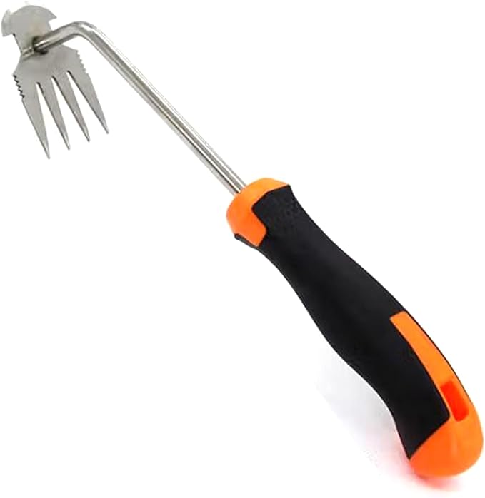 Vanwoke Weed Puller Tool,Portable Garden Weeder Puller Tool;Weeding Artifact Uprooting Weeding Tool 4 Teethes Dual Purpose Manual Hand Weeders Tool for Gardening Vegetable Backyard Farm Planting