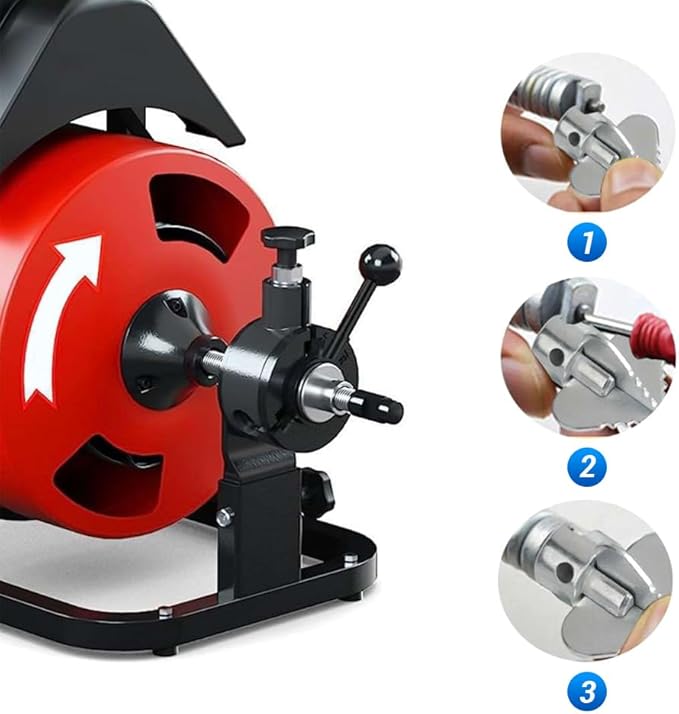 7Pcs Drain Cleaner Combination Cutter Head Set, 16mm Manganese Steel Blades For Pipeline Dredging Cleaning Machine, 6 Cutter Heads 1 Key