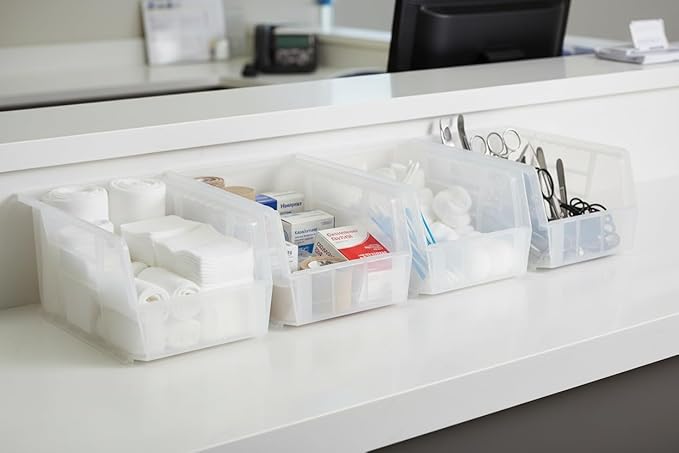 Hudson Exchange 9-1/2" x 6" x 5" (6 Pack) Plastic Stackable Storage Bin and Hanging Container, Clear