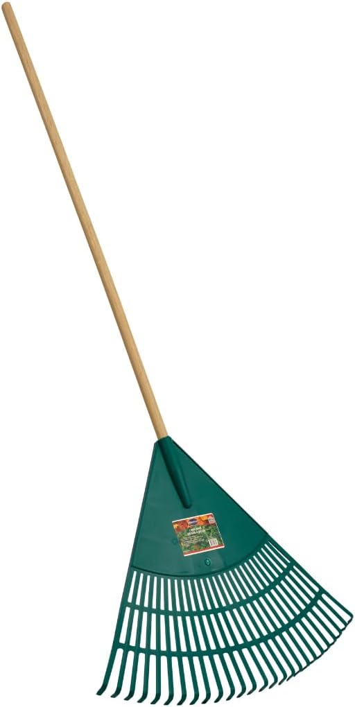 FARM-TUFF 24 Inch Leaf & Lawn Rake with 48 Inch Hardwood Handle - Extra-Wide, Durable Rake for Lawns, Gardens, and Yard Cleanup