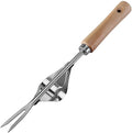Comimark 1pc Wood Handle Stainless Steel Garden Weeder, Hand Weeding Removal Cutter Puller Tools, Multifunction Weeder Transplant