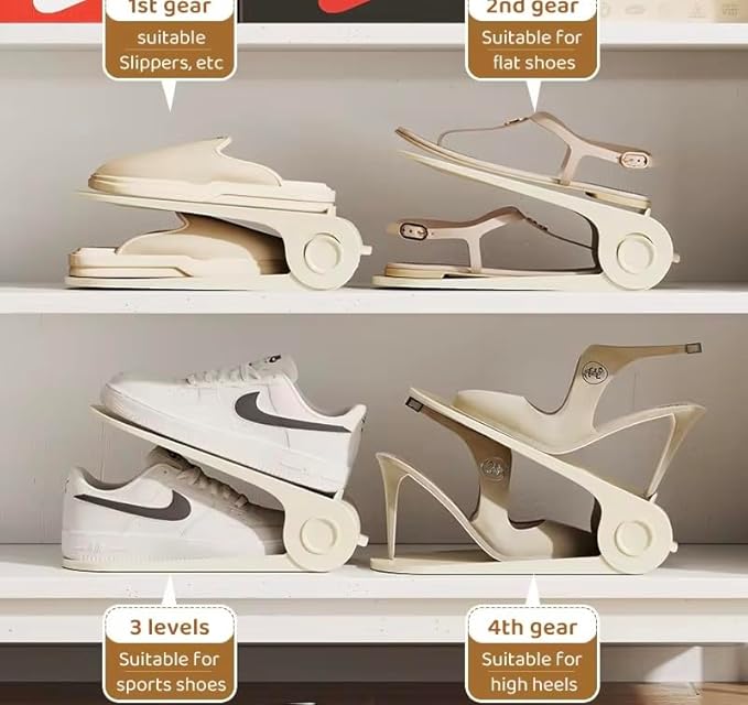 Shoe Slot Organizer, 4-Speed Adjustable Shoe Organizer Slots, Space-Saving Storage Rack for Slippers or Shoes (White/Yellow/Gray) (8Pack/12Pack/20Pack) (Yellow, 8 Pack)