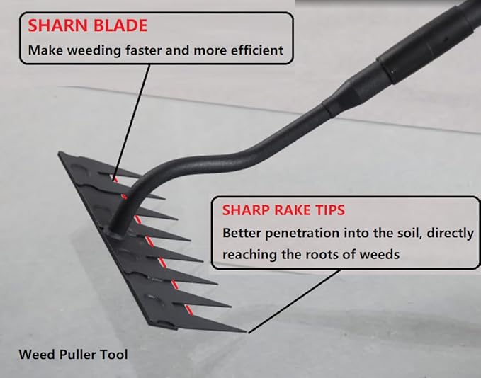 Manual Weeder Tool, 56" Weed Puller Tool with Sharp Blade, 11" Wide Heavy Duty Stand Weed Remover Gardening Hand Tool for Lawn, Yard, Patio and Backyard, Weeding Loosening Soil