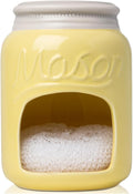 Comfify Ceramic Sponge Holder – Yellow Mason Jar Sink Caddy – Farmhouse Kitchen Accessory with Free Sponge