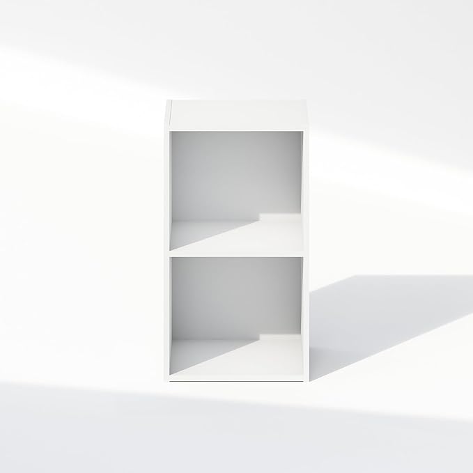 Furinno Reed Closet Organizers and Storage, 2-Tier Closet Organizer, Open Shelf Closet Storage, for Wardrobe, Bedroom, Living Room, White