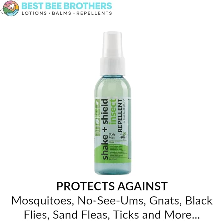 Best Bee Brothers, Insect Repellent - 4oz Soothe + Shield Body Lotion and 2oz Shake + Shield Body Mist
