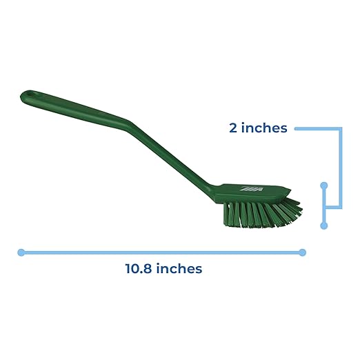 Vikan 42372 Brush,Dish,Scraping Edge,Medium,11",PP/PBT,Green