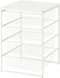 Storage Organizer with Top Metal Shelf, Storage Combination for Kitchen, Multipurpose Cabinet Organizer with 4 Large Wire Basket Storage, Shelf Rack for Office Laundry Room (4 Tier and top Shelf)
