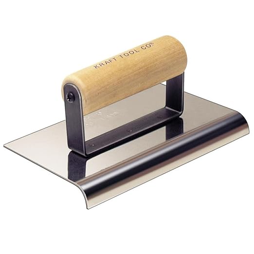 Kraft Tool CF140 1-1/2-Inch Radius 2-Inch Lip Stainless Steel Highway Edger with Wood Handle, 10 x 4-Inch