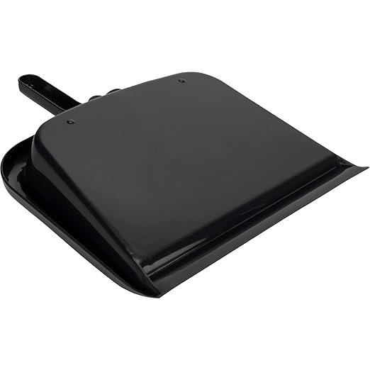 SPARTA Large Handheld Dustpan with Hanging Hole, Heavy-Duty Plastic Dustpan with Wide Lip for Countertops and Surfaces, Plastic, 10 Inches, Black, (Pack of 12)