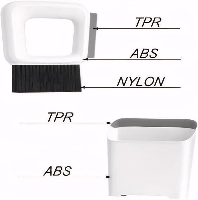 Compact Dustpan and Broom Set with Scrubber TPR Handle ABS Nylon Design Space Saving for Kitchen Bathroom Home Cleaning