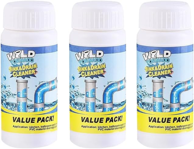 Dodorado Wild Sink and Drain Cleaner Powder,Powerful Foaming Pipe Cleanser Powder - Kitchen, Bathroom Drain Opener for Clog Prevention (3 PCS)