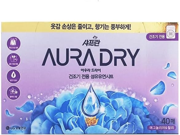 Scented Dryer Sheets for Laundry, 40 Count, Long-lasting Freshness, Styler Compatible (Aura, Magnolia & Lily)