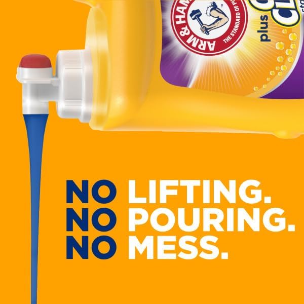 ARM & HAMMER Plus OxiClean with Odor Blasters Liquid Laundry Detergent, Laundry Odor Remover, Attacks Stains, Fresh Burst Scent, 122 Loads, 158.6 Fl Oz