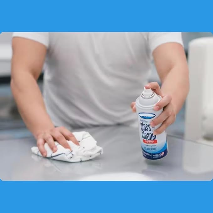 Glass Cleaner Foam - Foaming Action & Spray, 23 oz - 2 Pack - Clean Fresh Scent - Bundled With 1 Microfiber Cloth towel