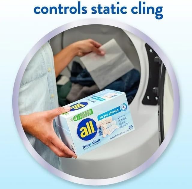 2 Pack- Fabric Softener Dryer Sheets for Sensitive Skin, Free Clear, 80 Count (160ct)