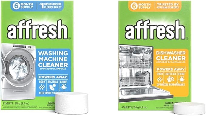 Affresh Washing Machine Cleaner And Dishwasher Cleaner Bundle, Includes 6 Month Supply, 12 Tablet Set