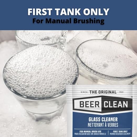 BEER CLEAN Diversey Bar Glass Cleaner, 0.5 oz Packets (100-Pack) – Concentrated Powdered Compound for Hot/Cold Water, Odorless Detergent, No Residue, Use for Manual Brush 3-Sink Systems, 990221