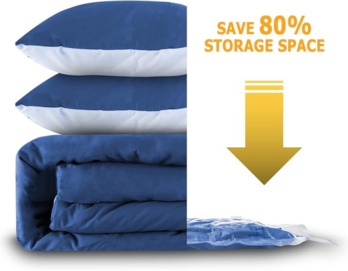 Vacuum Storage Bags, Small Space Saver Sealer Bags, Airtight Compression Bags for Clothes, Pillows, Comforters, Blankets, Beddings, Pack of 10