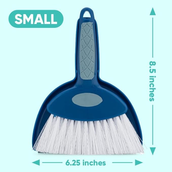 Small Broom with Snap-on Dust Pan, Blue Hefty Durable (1)
