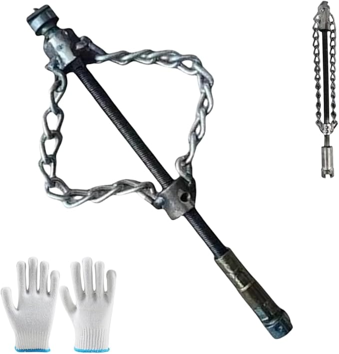Flex‑Shaft Sewer Descaling Chain, Cable Sewers Dredge Flex for 16mm Spring, Push-Type Rotary Oil Pollution in Pipeline Blocks Drilling Tools (1Pc)