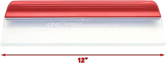 One Pass Classic 12" Waterblade Silicone T-Bar Squeegee Red - Made in USA (Red)