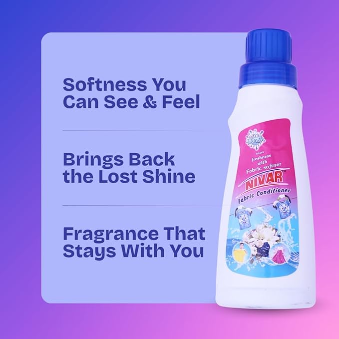 NIVAR After Wash Fabric Conditioner Liquid, Suitable for Hand & Machine Wash, Adds Softness, Reduces Wrinkles, Maintains Fabric Freshness & Leaves Mild Fragrance, Clothes Care - 250ml (Pack of 2)