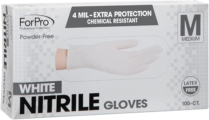 ForPro Disposable Nitrile Gloves, Chemical Resistant, Powder-Free, Latex-Free, Non-Sterile, Food Safe, 4 Mil