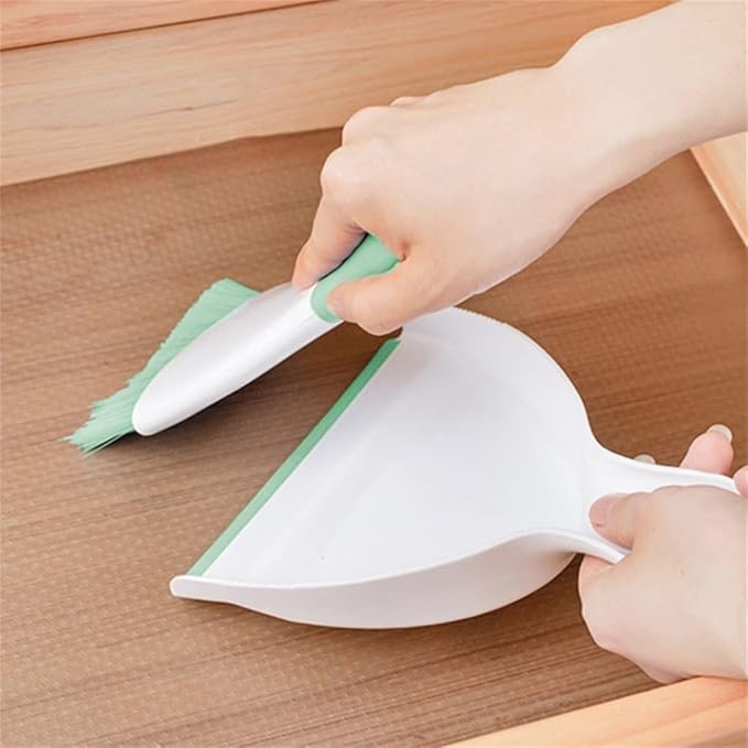 Small Hand Dust Pan and Brush - Small Broom and Dustpan Set, Mini Broom and Dustpan, Compact Dustpans and Brush for Home Cleaning, Sofa, Desk, Guinea Pig Cage, Cat Litter, etc. (Light Green)