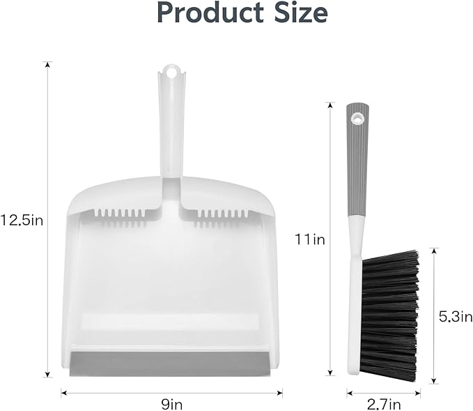 SetSail Mini Broom and Dustpan Set, Portable Cleaning Brush and Dustpan Combo Nesting Snap-On Handheld Dust Pan and Brush Set, Small Brush Dustpan for Kitchen, Desktop, Pet, Floor, Sofa, Grey White