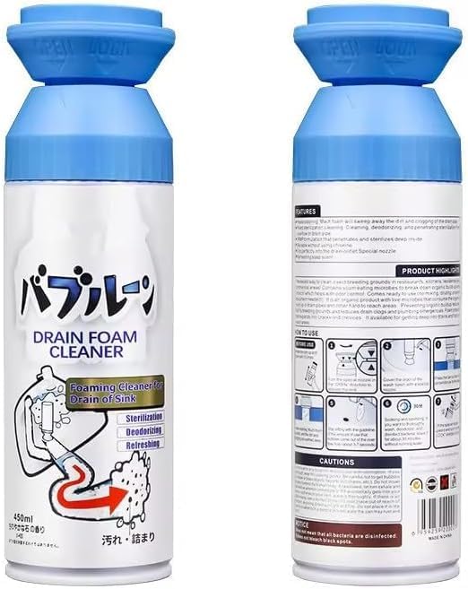 Drain Foam Cleaner, Sink Drain Cleaner, Foam Drain Cleaner, Hair Drain Clog Remover, Foaming Drain Cleaner for Kitchen Drain, Sinks, Tubs (1-Pack, 1, Count)