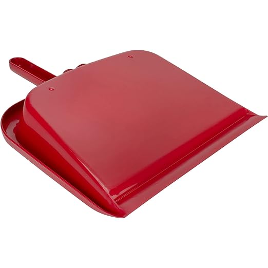 SPARTA Large Handheld Dustpan with Hanging Hole, Heavy-Duty Plastic Dustpan with Wide Lip for Countertops and Surfaces, Plastic, 10 Inches, Red