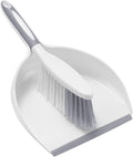 NACENA Dust Pan and Brush Set, Large Hand Broom and Dustpan Set Large Brush and Dustpan Set for Camping Broom and Dustpan Combo for Daily Cleaning Pet Hair Office Home Car, White & Gray