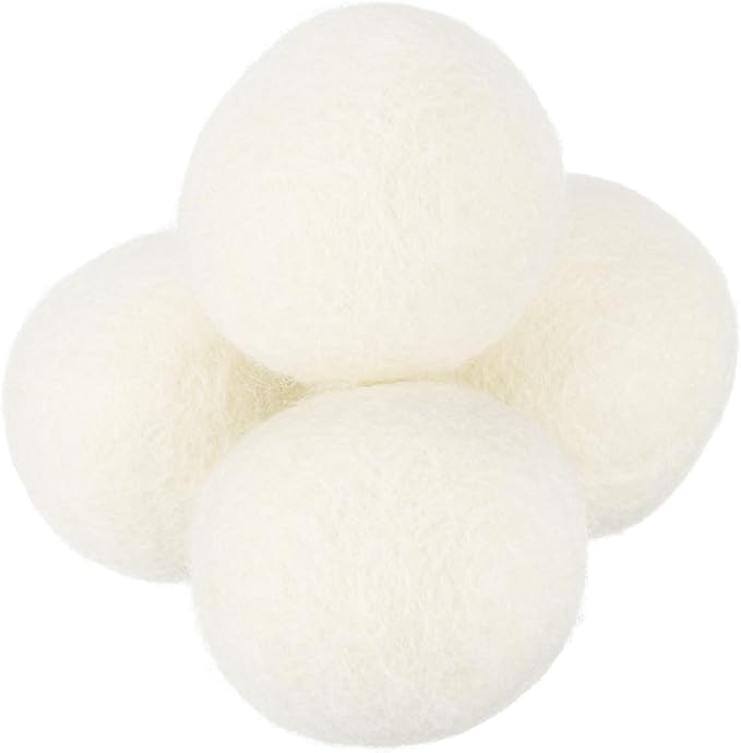 uxcell 4 Pcs Wool Dryer Balls, 1.6 Inches Wool Laundry Dryer Balls for Reducing Clothing Static and Wrinkles, White
