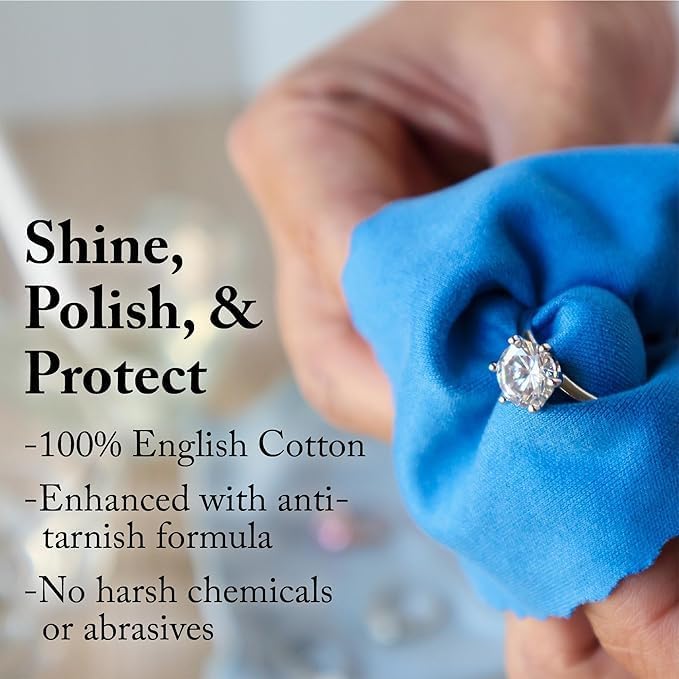 Goddard's Cotton Silver Polishing Cloth for Cleaning Silver Jewelry, Gold, Dinnerware, Silverware, Antiques, Helps Shine, Protect & Clean, Case Pack of 6