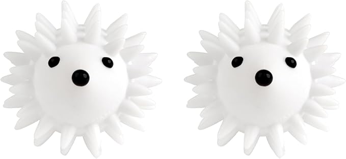 Kikkerland Set of Two Reusable Dryer Buddies for Laundry – Fabric Softener Dryer Balls – Control Static, Remove Wrinkles, Dry Clothes Faster, Hedgehogs