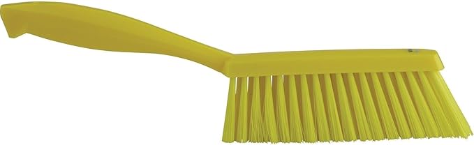 Vikan 45876 Bench Cleaning Brush, Polypropylene/Polyester Soft Bristle Dustpan Brush & Sweeper With Handle, 14-Inch, Yellow