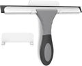 All-Purpose Silicone Shower Squeegee for Glass, Window, Door, Mirror, Car Windshield & Tile Wall, Portable Cleaner Tools, Includes One Hook & One Adhesive,10 Inches (Gray)