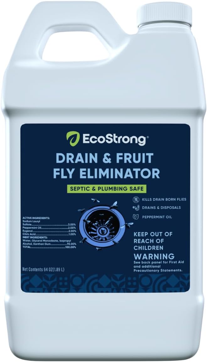 Fruit Fly Drain Treatment | Drain Fly Eliminator | Eliminates Gnats, Sewer Flies and More - Works in All Drains - 64 Fl Oz