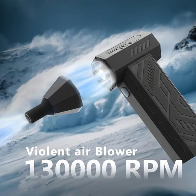 Compressed Air Duster-130,000 RPM Super Power Electric Air Duster 4-Gear Adjustable Cordless Air Blower Rechargeable for Computer, Keyboard, House, Outdoor