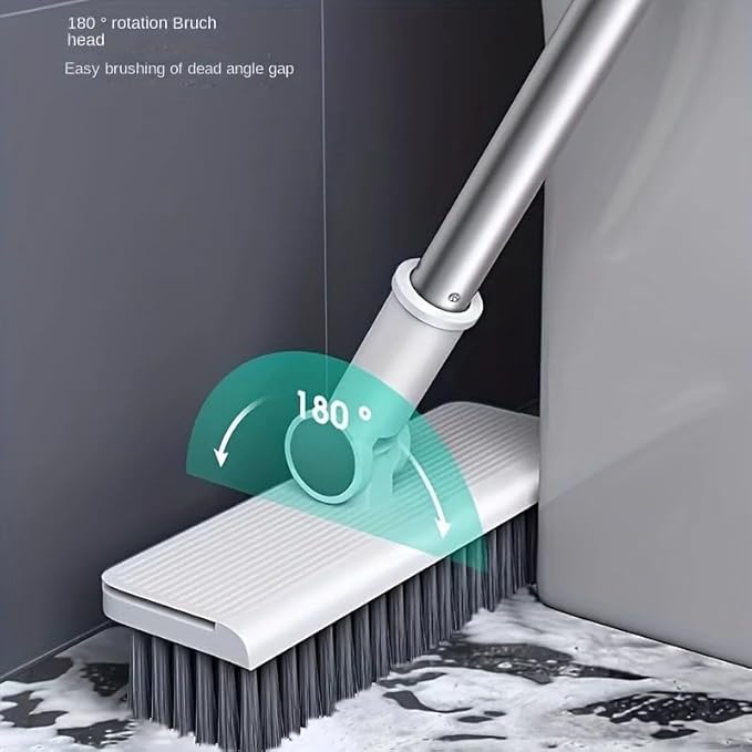 3 in 1 Broom and Dustpan Set with Adjustable Push Broom with 48.8“ Long Handle for Floor Sweeping Outdoor Indoor Sweeping Combo for Home & Kitchen (Blue)